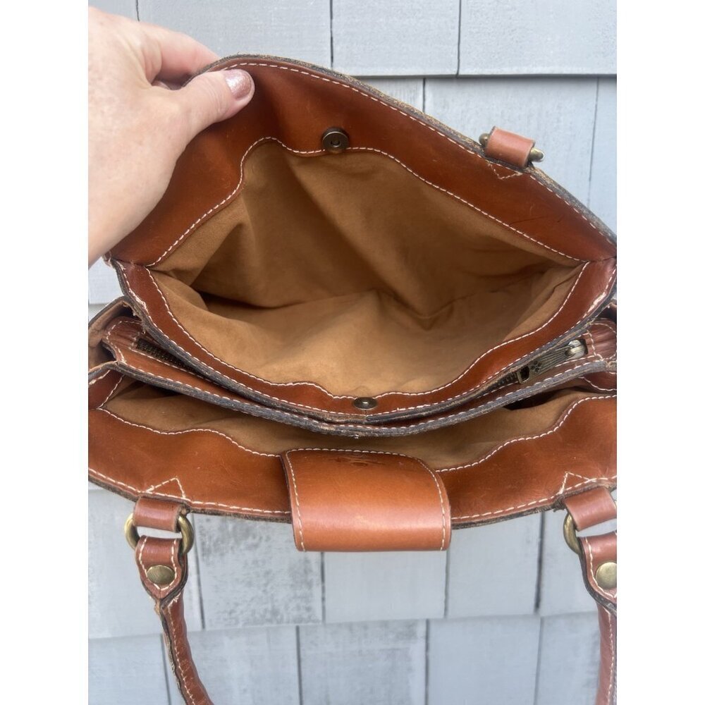 Vintage Patricia Nash embossed floral brown leather shoulder bag designer hippie - Picture 6 of 16